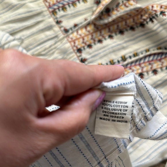 Caffe Marrakesh Striped Embroidered Tunic with Red Tassels 100% Cotton Women’s S - Picture 9 of 9